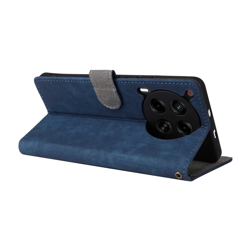 For TECNO Camon 30 5G CL7 Magnetic Case RFID Blocking Wallet Cover with Wrist Strap - Blue