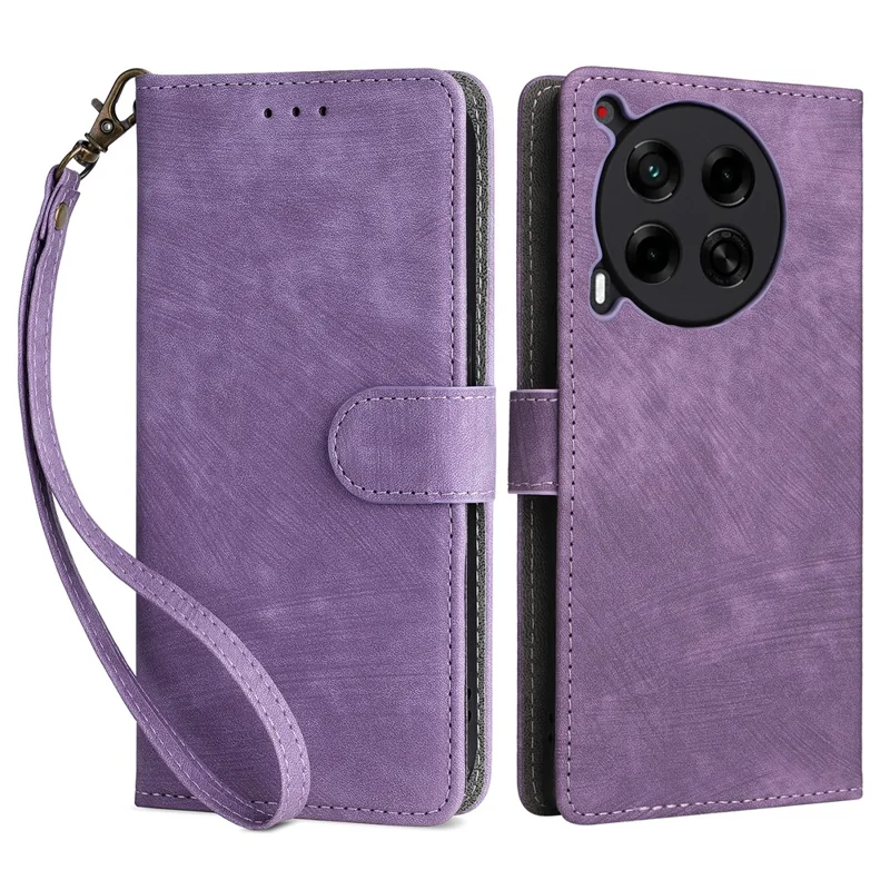 For TECNO Camon 30 4G CL6 Phone Case Magnetic Clasp RFID Blocking Wallet Cover - Purple