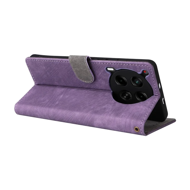 For TECNO Camon 30 4G CL6 Phone Case Magnetic Clasp RFID Blocking Wallet Cover - Purple