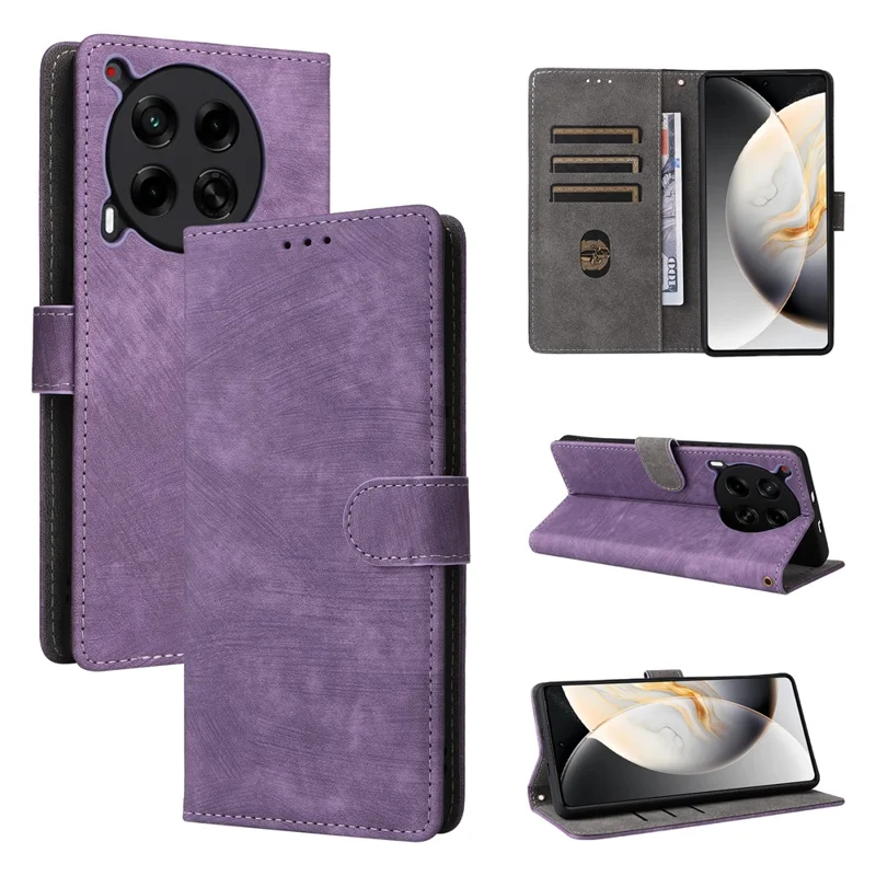 For TECNO Camon 30 4G CL6 Phone Case Magnetic Clasp RFID Blocking Wallet Cover - Purple