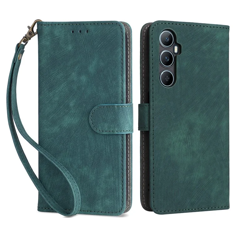 Para Realme C65 4G Case RFID Blocking Phone Stand Cover com Fecho Magnético - Verde