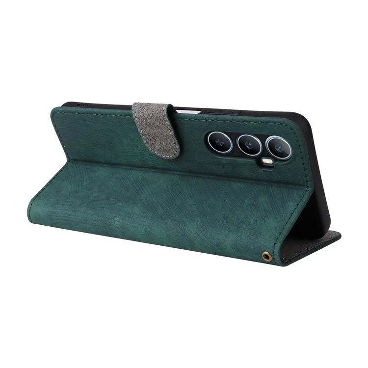 Para Realme C65 4G Case RFID Blocking Phone Stand Cover com Fecho Magnético - Verde