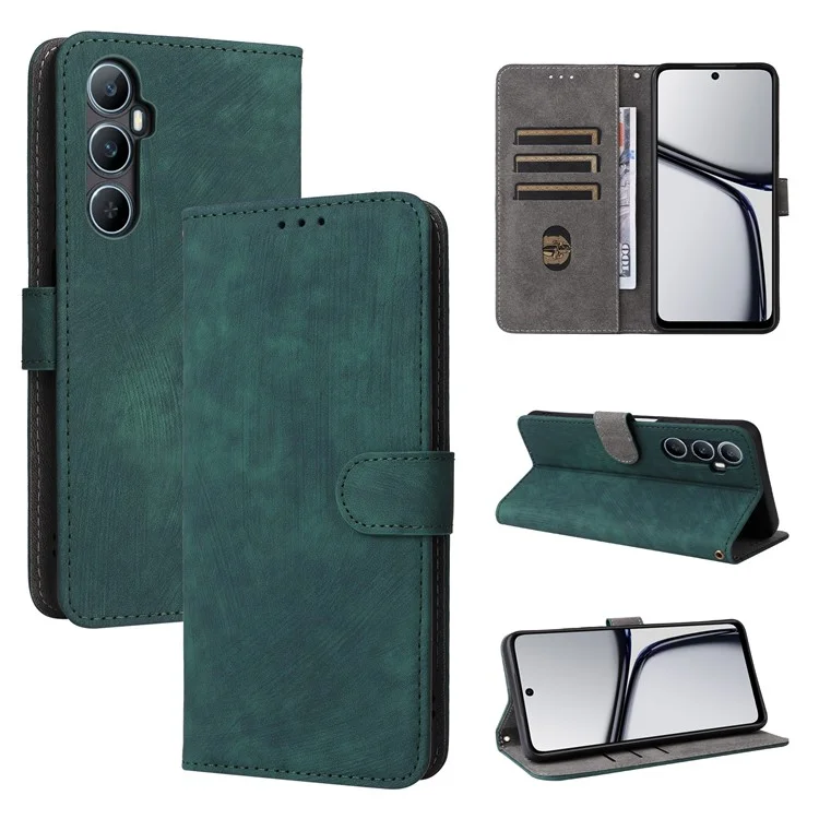Para Realme C65 4G Case RFID Blocking Phone Stand Cover com Fecho Magnético - Verde