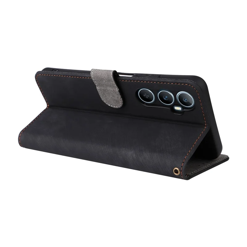 For Realme C65 4G Case RFID Blocking Phone Stand Cover with Magnetic Closure - Black