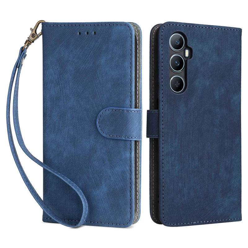 For Realme C65 4G Case RFID Blocking Phone Stand Cover with Magnetic Closure - Blue