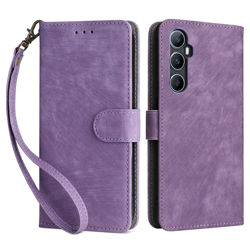 For Realme C65 4G Case RFID Blocking Phone Stand Cover with Magnetic Closure - Purple