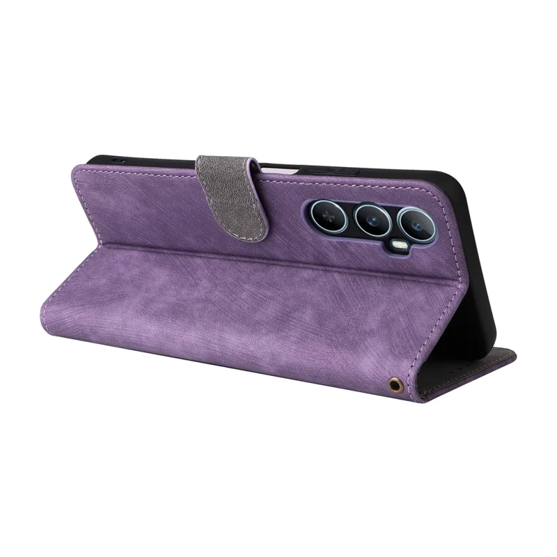 For Realme C65 4G Case RFID Blocking Phone Stand Cover with Magnetic Closure - Purple