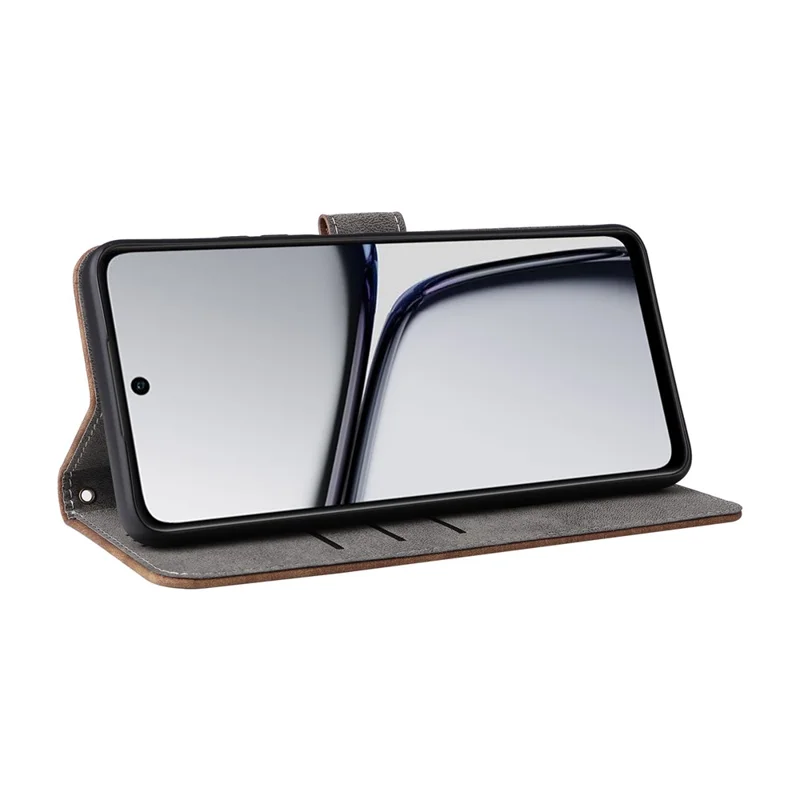 Para Realme C65 4G Case RFID Blocking Phone Stand Cover with Magnetic Closure - Brown