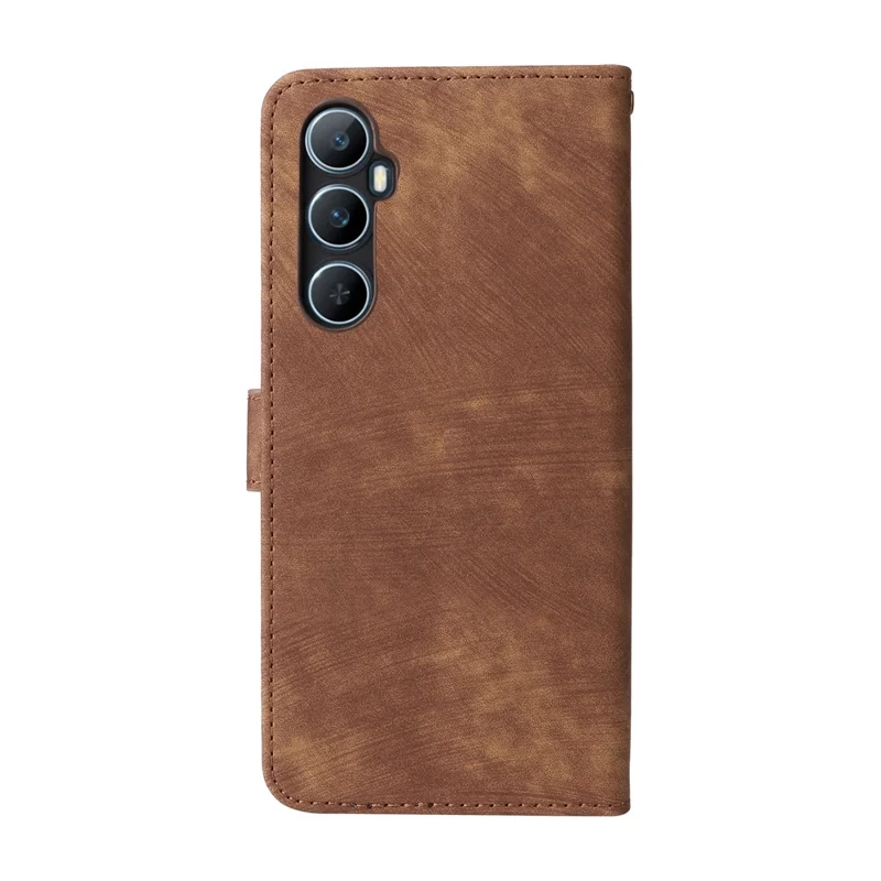 Para Realme C65 4G Case RFID Blocking Phone Stand Cover with Magnetic Closure - Brown
