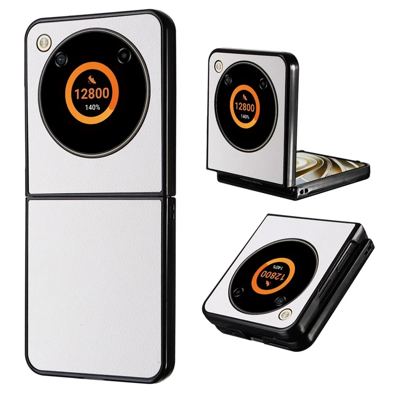 For ZTE Libero Flip A304ZT / nubia Flip 5G Case Litchi Texture PU Leather Coated PC Phone Shell - White