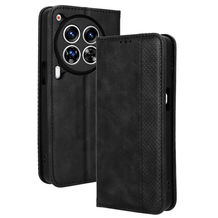 Para TECNO Camon 30 Premier 5G Case Retro Couro Carteira Tampa Acessórios Móveis Atacado - Preto