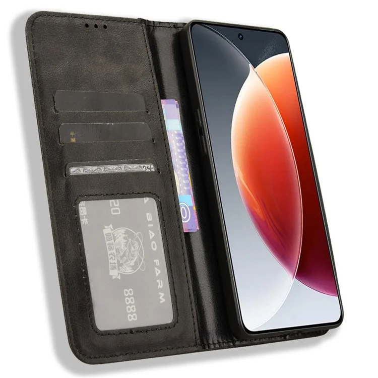 Para TECNO Camon 30 Premier 5G Case Retro Couro Carteira Tampa Acessórios Móveis Atacado - Preto