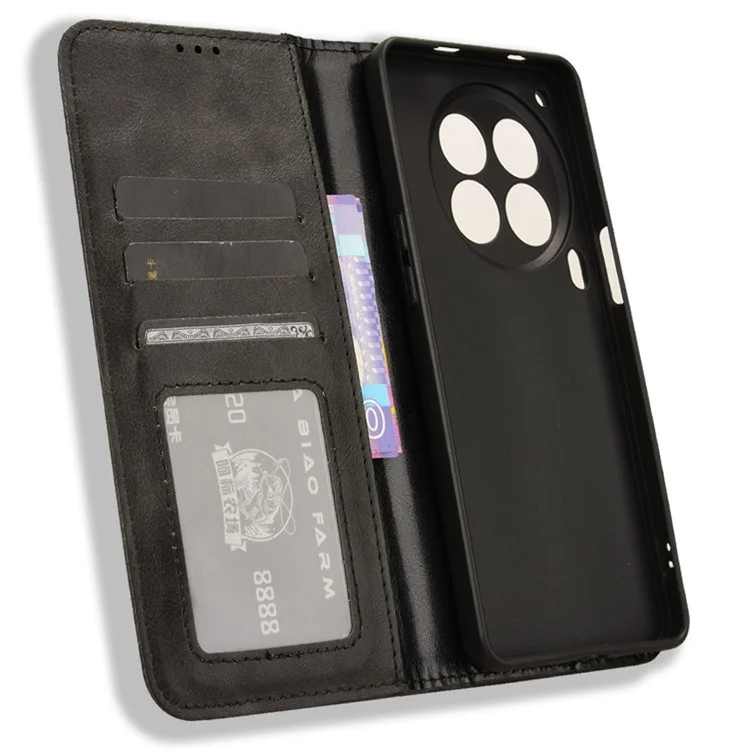 Para TECNO Camon 30 Premier 5G Case Retro Couro Carteira Tampa Acessórios Móveis Atacado - Preto