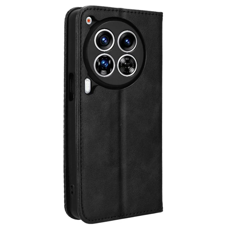 Para TECNO Camon 30 Premier 5G Case Retro Couro Carteira Tampa Acessórios Móveis Atacado - Preto