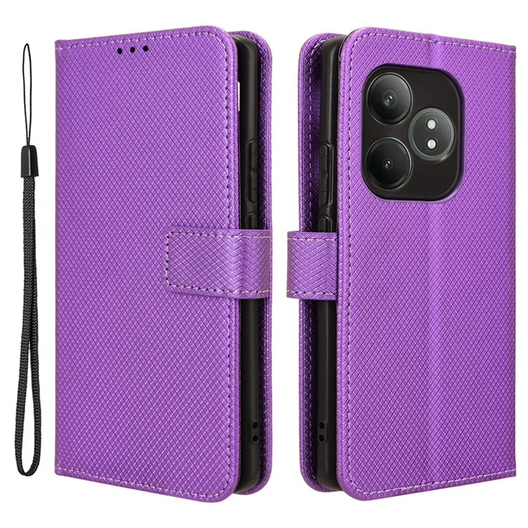 Per Realme GT Neo6 SE 5G / Neo6 5G / GT 6 5G / GT 6T 5G Custodia Magnetica Texture a Diamante in Pelle PU Antiurto - Viola