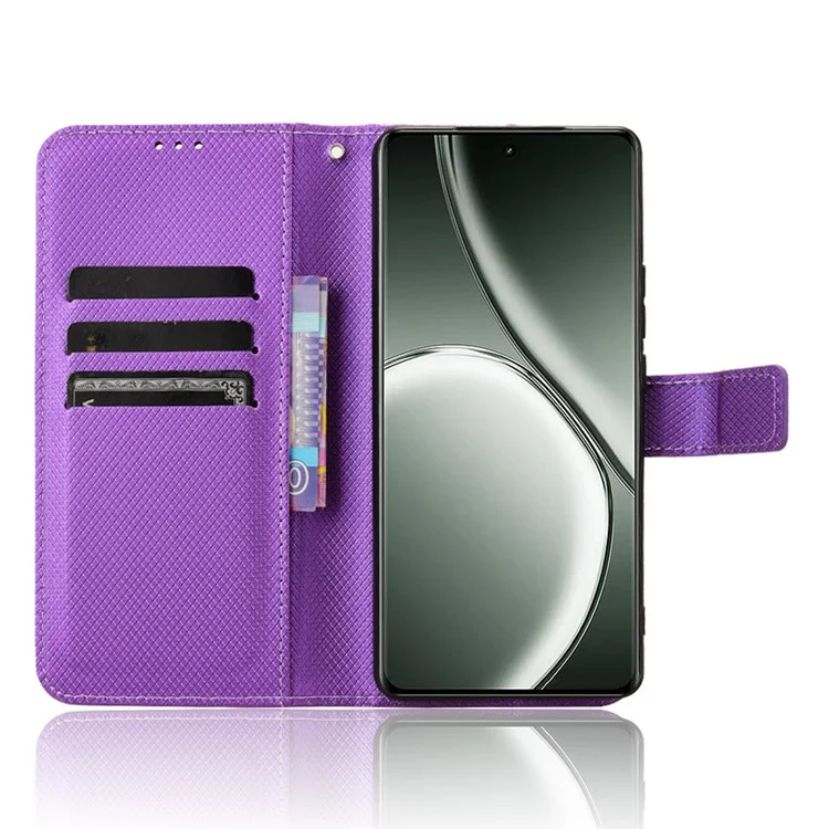 Per Realme GT Neo6 SE 5G / Neo6 5G / GT 6 5G / GT 6T 5G Custodia Magnetica Texture a Diamante in Pelle PU Antiurto - Viola