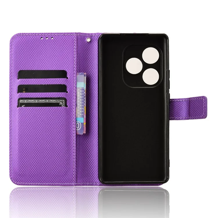 Per Realme GT Neo6 SE 5G / Neo6 5G / GT 6 5G / GT 6T 5G Custodia Magnetica Texture a Diamante in Pelle PU Antiurto - Viola