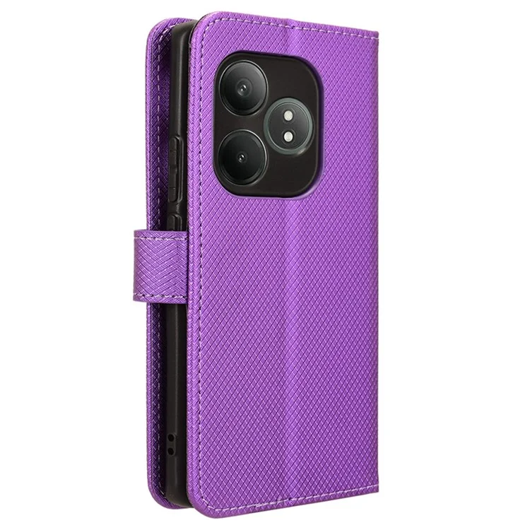 Per Realme GT Neo6 SE 5G / Neo6 5G / GT 6 5G / GT 6T 5G Custodia Magnetica Texture a Diamante in Pelle PU Antiurto - Viola