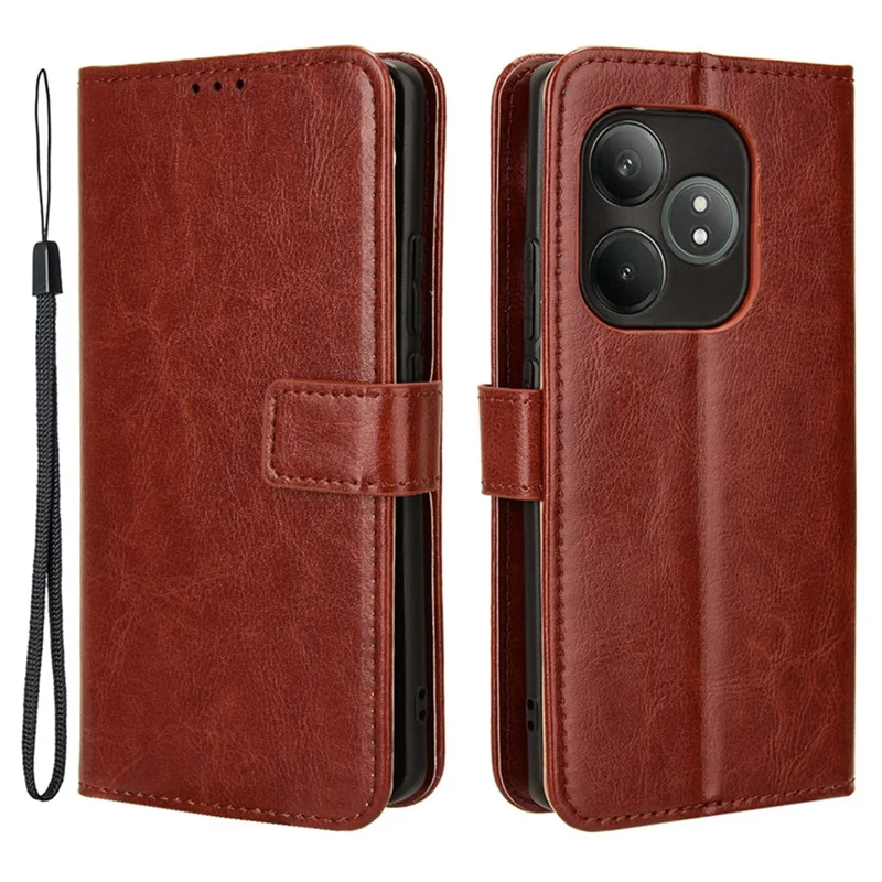 For Realme GT Neo6 SE 5G / Neo6 5G / GT 6 5G / GT 6T 5G Case Wallet Crazy Horse Texture Magnetic Phone Cover - Brown