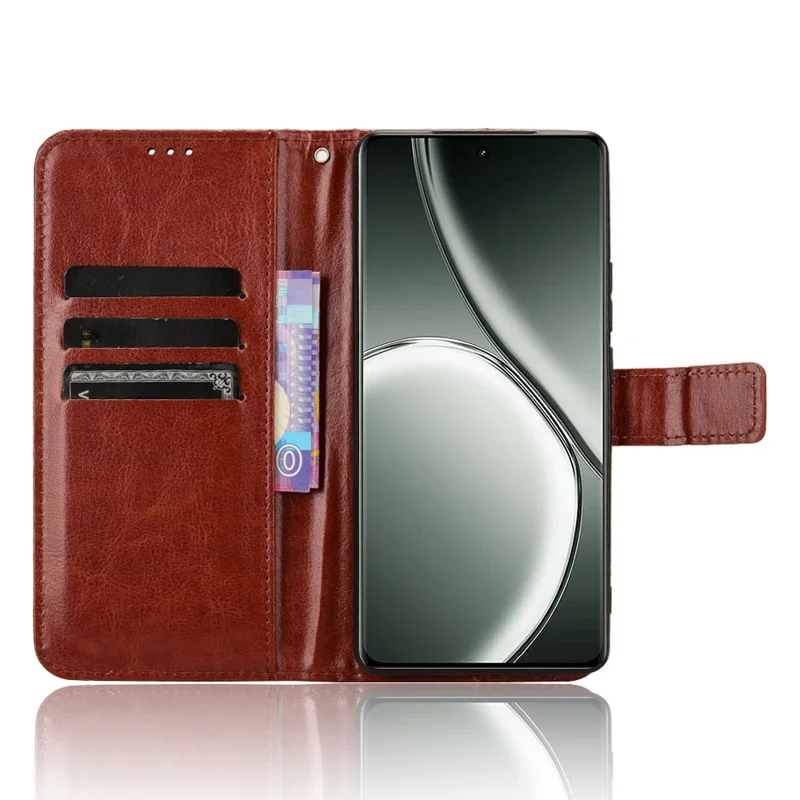For Realme GT Neo6 SE 5G / Neo6 5G / GT 6 5G / GT 6T 5G Case Wallet Crazy Horse Texture Magnetic Phone Cover - Brown