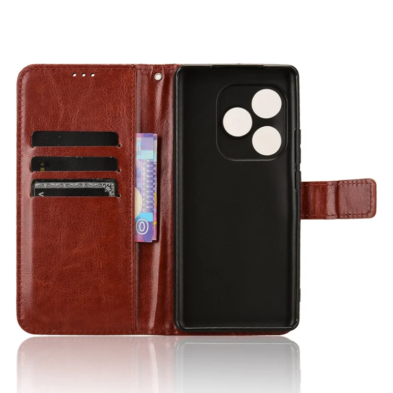 For Realme GT Neo6 SE 5G / Neo6 5G / GT 6 5G / GT 6T 5G Case Wallet Crazy Horse Texture Magnetic Phone Cover - Brown