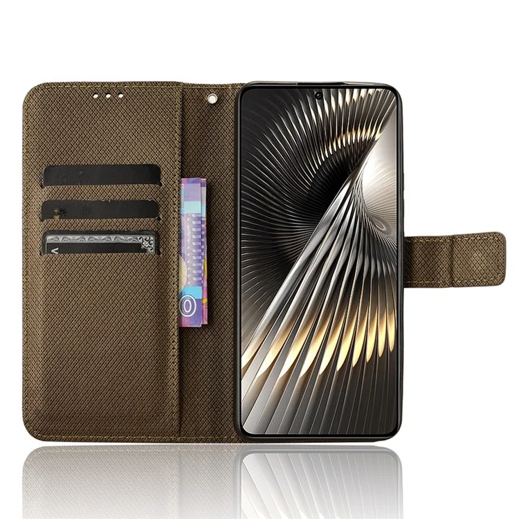 Per Xiaomi Redmi Turbo 3 5G / Poco F6 5G Case Texture Diamante Custodia telefonica pieghevole con cinturino da polso - Marrone