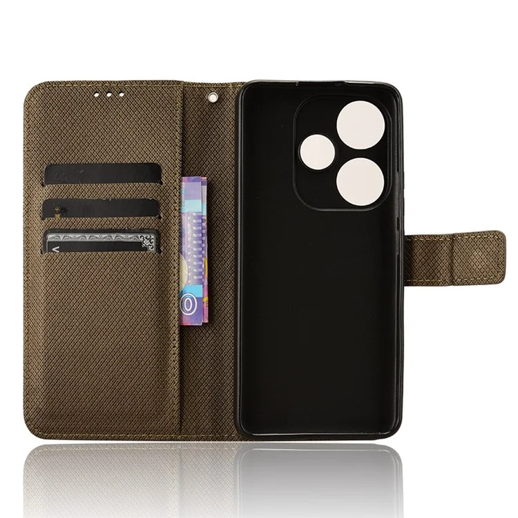 Per Xiaomi Redmi Turbo 3 5G / Poco F6 5G Case Texture Diamante Custodia telefonica pieghevole con cinturino da polso - Marrone