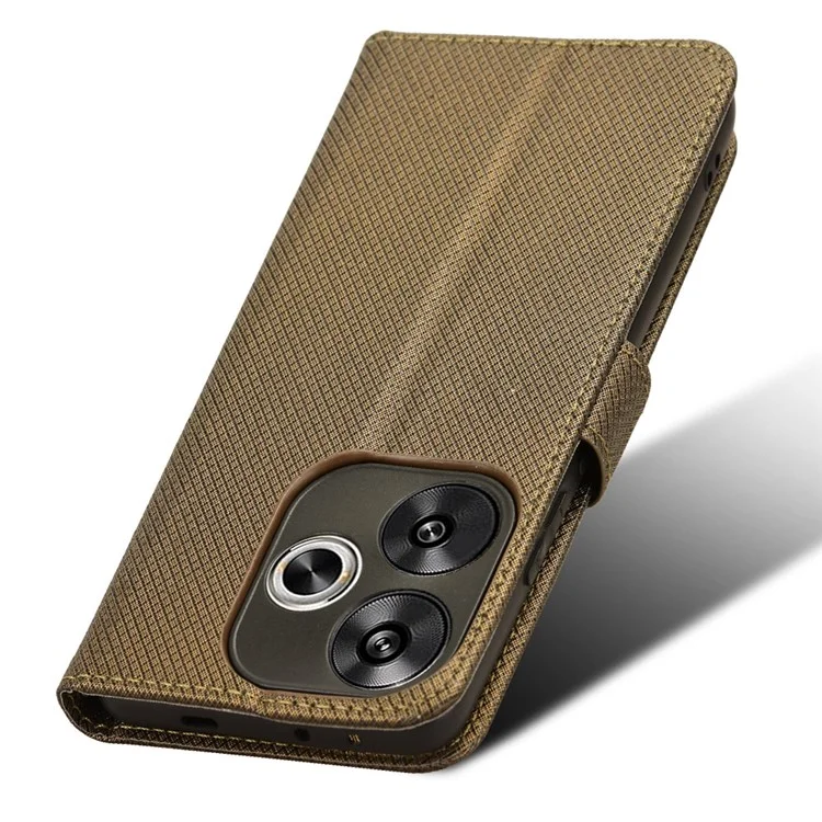 Per Xiaomi Redmi Turbo 3 5G / Poco F6 5G Case Texture Diamante Custodia telefonica pieghevole con cinturino da polso - Marrone