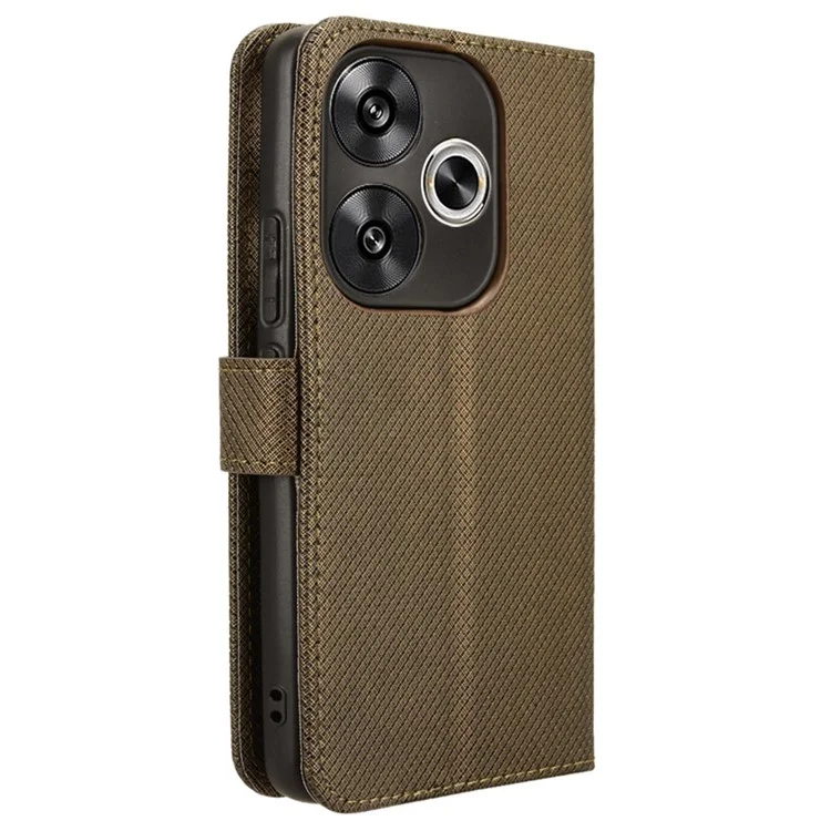 Per Xiaomi Redmi Turbo 3 5G / Poco F6 5G Case Texture Diamante Custodia telefonica pieghevole con cinturino da polso - Marrone