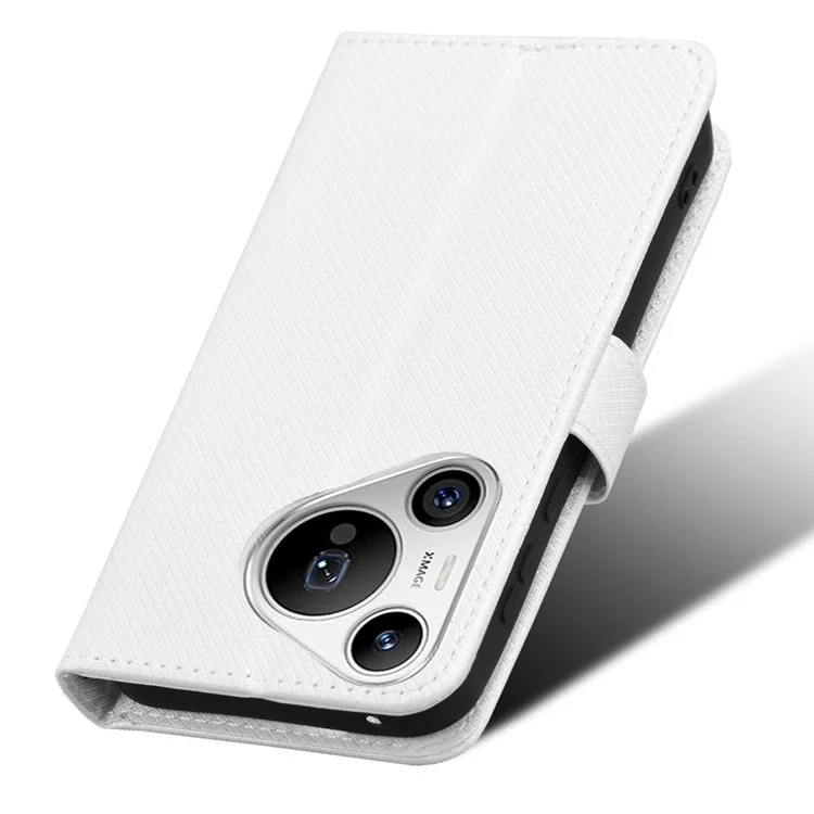 Для Huawei Pura 70 Оптовый чехол для телефона с алмазной текстурой, кожаный кошелек-чехол - белый
