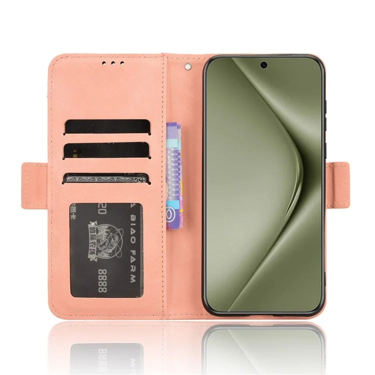 Pour Huawei Pura 70 Pro / 70 Pro+ / 70 Ultra Étui en cuir avec plusieurs fentes pour cartes - Rose