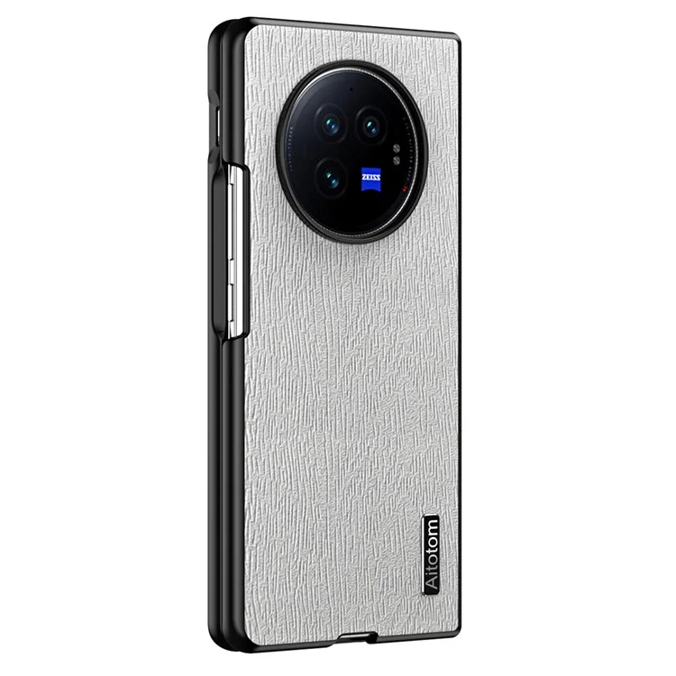 For vivo X Fold3 Case PU Leather+PC+TPU Tree Pattern Slim Protective Phone Cover - Grey