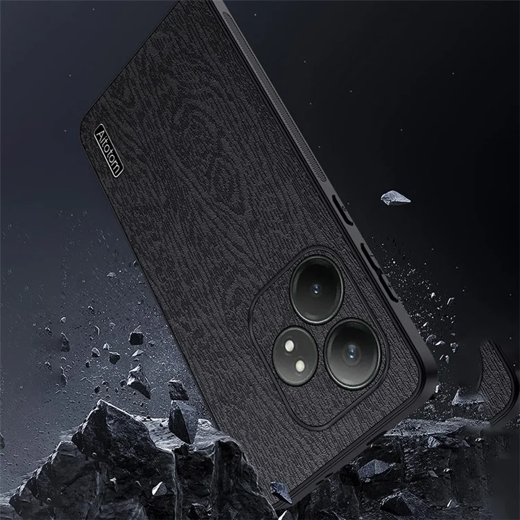 Para Realme GT Neo6 SE 5G Cases PU Leather+PC+TPU Anti-drop Wood Texture Phone Cover - Black
