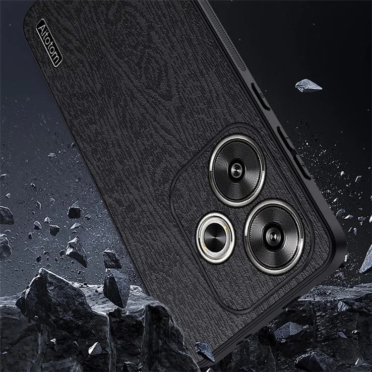 Чехол для Xiaomi Redmi Turbo 3 5G / Poco F6 5G, тонкий, из кожи PU+PC+TPU - Черный