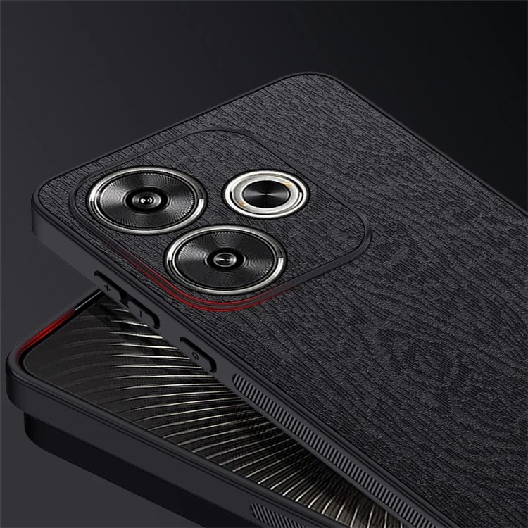 Чехол для Xiaomi Redmi Turbo 3 5G / Poco F6 5G, тонкий, из кожи PU+PC+TPU - Черный
