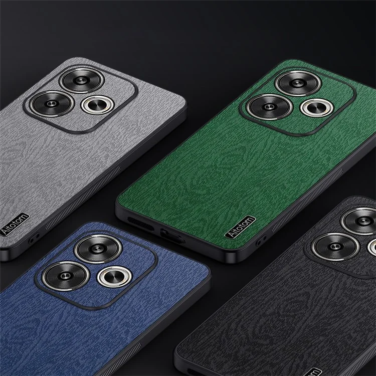 Чехол для Xiaomi Redmi Turbo 3 5G / Poco F6 5G, тонкий, из кожи PU+PC+TPU - Черный