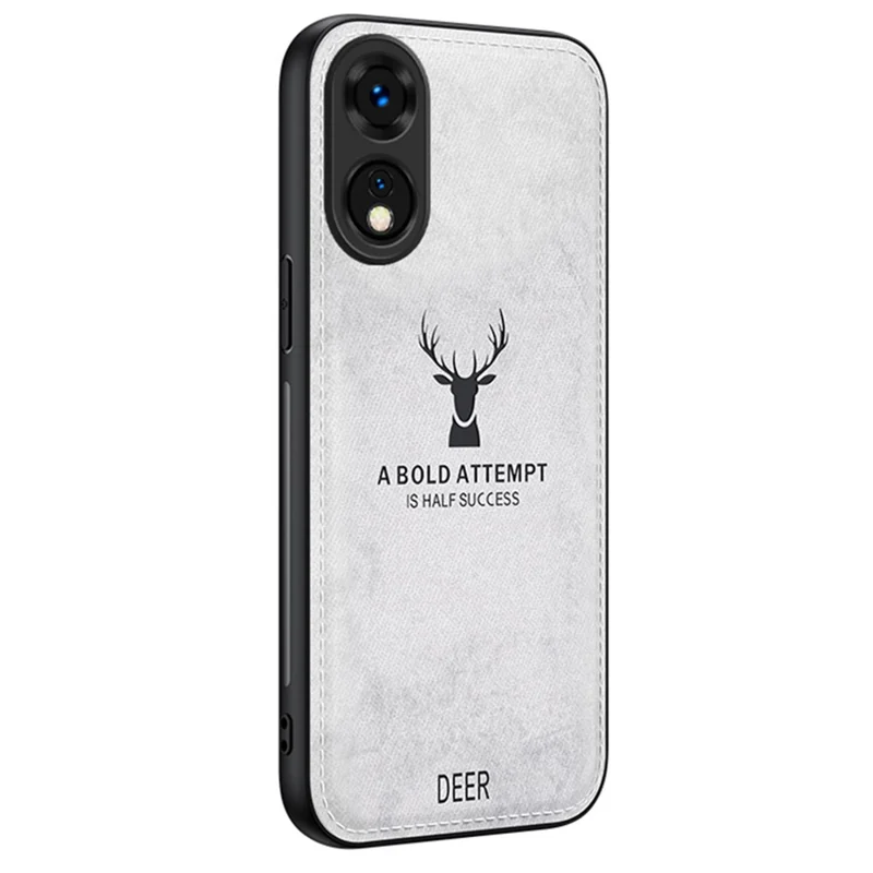 Pour Oppo A78 4G, étui à motif cerf, texture en tissu, cuir + PC + TPU, protection hybride pour téléphone - Gris