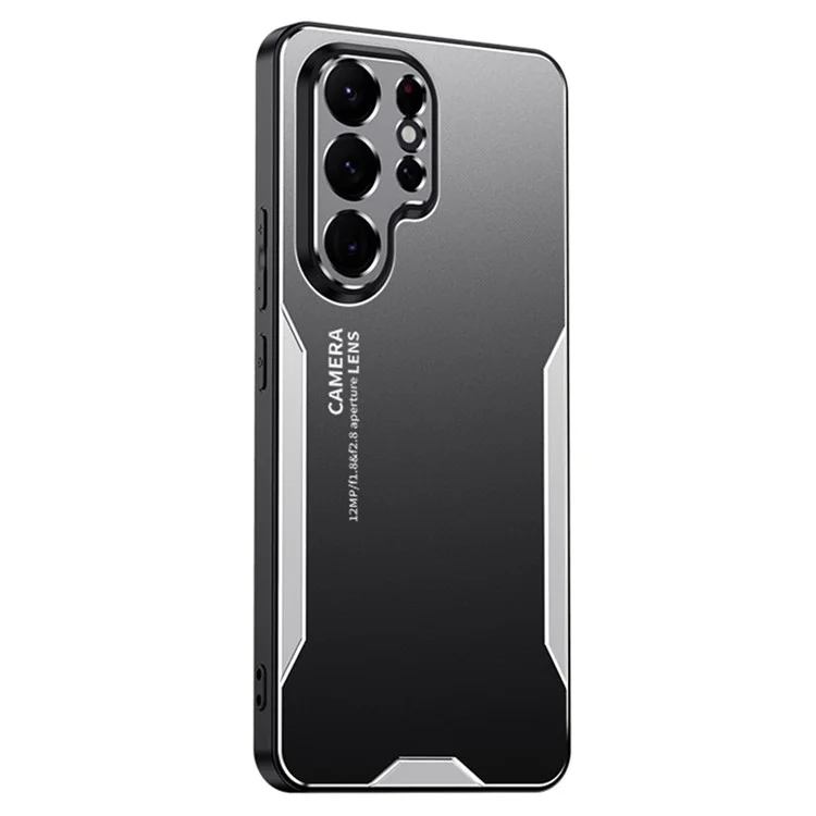 Para Samsung Galaxy S22 Ultra 5G Capa Traseira de Alumínio Liga Militar Capa Protetora Resistente - Prata
