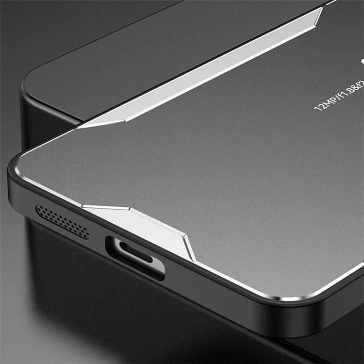 Para Samsung Galaxy S22 Ultra 5G Capa Traseira de Alumínio Liga Militar Capa Protetora Resistente - Prata