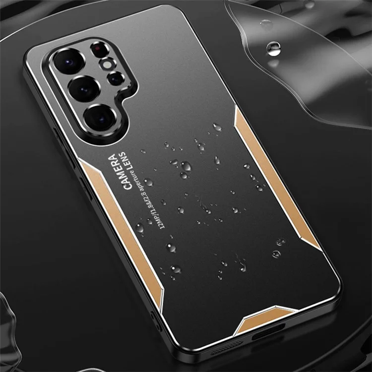 Para Samsung Galaxy S22 Ultra 5G Capa Traseira de Alumínio Liga Militar Capa Protetora Resistente - Prata