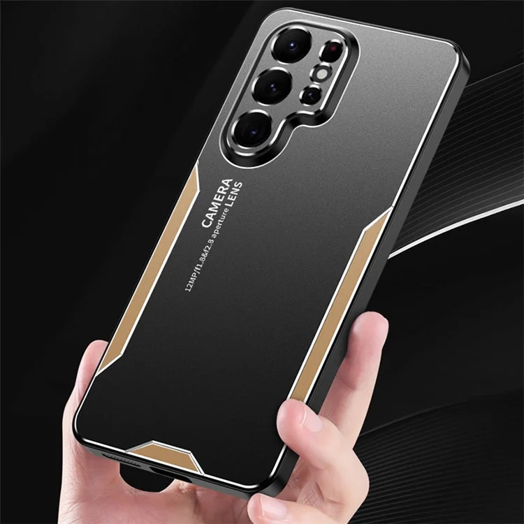 Para Samsung Galaxy S22 Ultra 5G Capa Traseira de Alumínio Liga Militar Capa Protetora Resistente - Prata