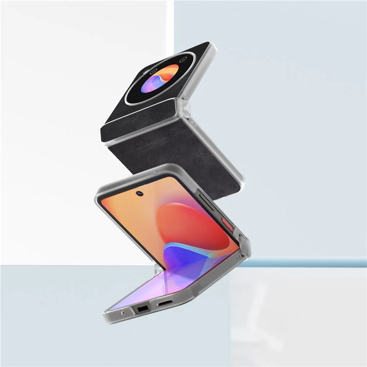 ABEEL Für ZTE nubia Flip 5G Hülle Matte Edge Rindsleder Textur Leder+PC Handyhülle - Schwarz
