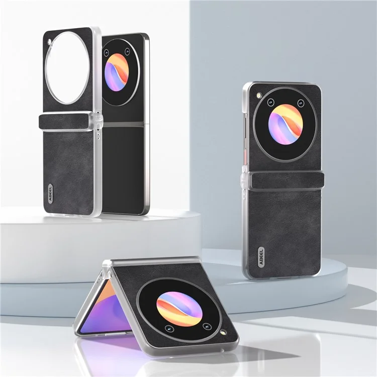 ABEEL Für ZTE nubia Flip 5G Hülle Matte Edge Rindsleder Textur Leder+PC Handyhülle - Schwarz
