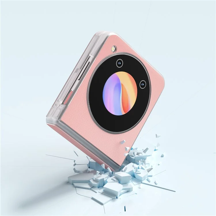 ABEEL Für ZTE nubia Flip 5G Handyhülle Echtes Rindsleder beschichtet PC-Abdeckung Matt Klare Kante - Pink