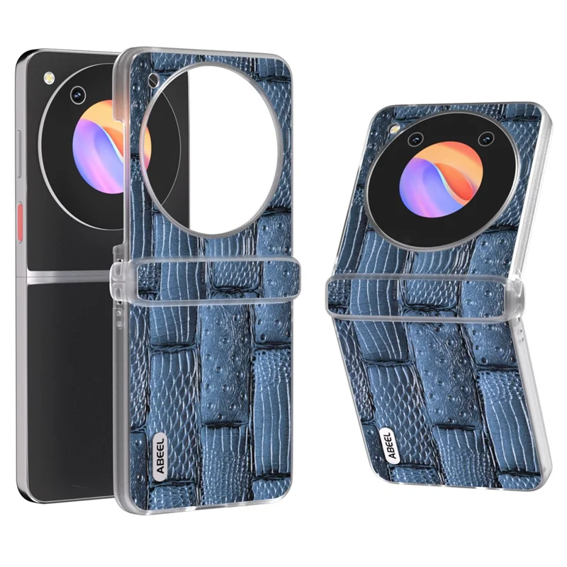 ABEEL Für ZTE nubia Flip 5G Handyhülle Matte Edge Mahjong Textur Echtes Rindsleder+PC Slim Cover - Blau