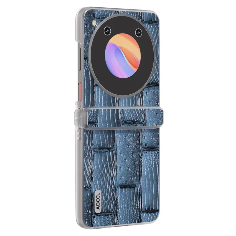 ABEEL Für ZTE nubia Flip 5G Handyhülle Matte Edge Mahjong Textur Echtes Rindsleder+PC Slim Cover - Blau