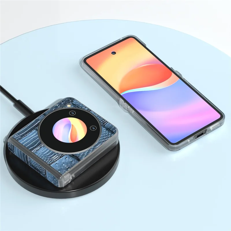 ABEEL Für ZTE nubia Flip 5G Handyhülle Matte Edge Mahjong Textur Echtes Rindsleder+PC Slim Cover - Blau