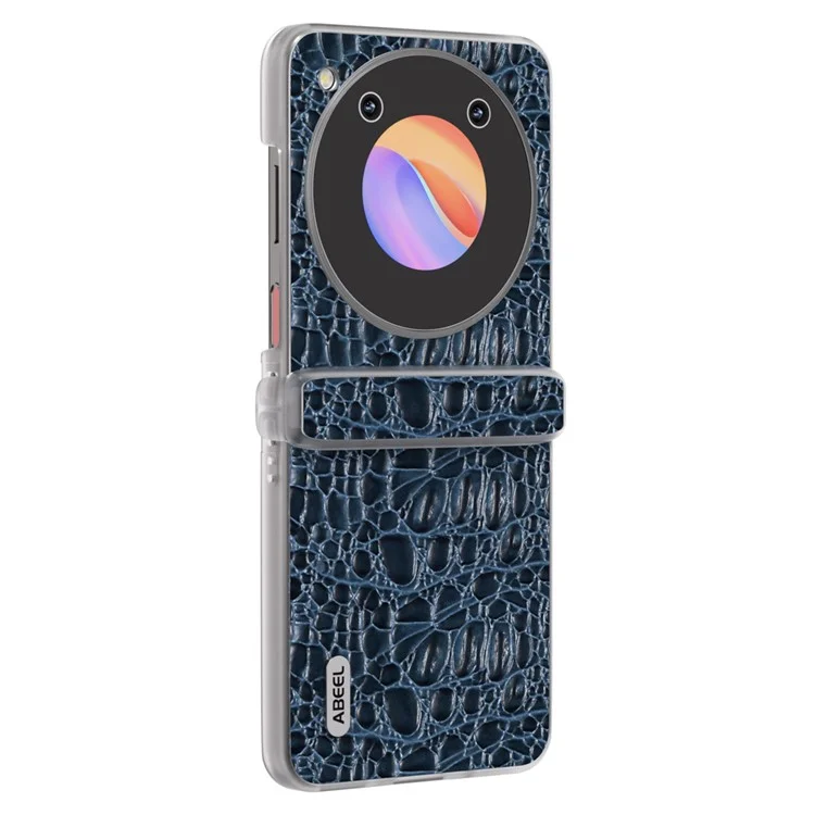 ABEEL For ZTE nubia Flip 5G Case Matte Clear Edge Canopy Texture Genuine Cow Leather Phone Cover - Blue