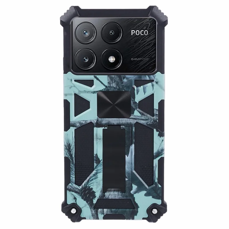 For Xiaomi Poco X6 Pro 5G / Redmi K70E 5G Camouflage Cell Phone Case Kickstand Back Cover - Light Green