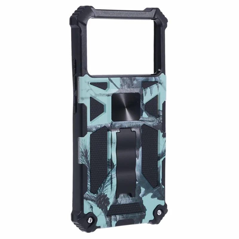 For Xiaomi Poco X6 Pro 5G / Redmi K70E 5G Camouflage Cell Phone Case Kickstand Back Cover - Light Green